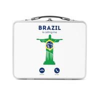 Fabulous Lunch Box Métal Argenté pour Sandwich et Snack - Brazil Is Calling Me Christ the Redeemer Rio Travel - Boîte à Goûter Aluminium Gamelle Rigide Style Rétro Imprimée en France