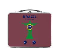 Fabulous Lunch Box Métal Argenté pour Sandwich et Snack - Brazil Is Calling Me Christ the Redeemer Rio Travel - Boîte à Goûter Aluminium Gamelle Rigide Style Rétro Imprimée en France