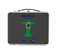 Fabulous Lunch Box Métal Argenté pour Sandwich et Snack - Brazil Is Calling Me Christ the Redeemer Rio Travel - Boîte à Goûter Aluminium Gamelle Rigide Style Rétro Imprimée en France