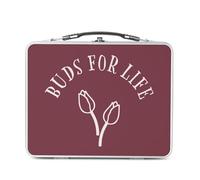 Fabulous Lunch Box Métal Argenté pour Sandwich et Snack - Buds for Life Plants Pot Gardening Flowers - Boîte à Goûter Aluminium Gamelle Rigide Style Rétro Imprimée en France