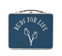 Fabulous Lunch Box Métal Argenté pour Sandwich et Snack - Buds for Life Plants Pot Gardening Flowers - Boîte à Goûter Aluminium Gamelle Rigide Style Rétro Imprimée en France