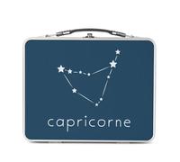 Fabulous Lunch Box Métal Argenté pour Sandwich et Snack - Capricorne Etoile Signe Astrologie Constellation Minimaliste - Boîte à Goûter Aluminium Gamelle Rigide Style Rétro Imprimée en France
