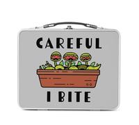 Fabulous Lunch Box Métal Argenté pour Sandwich et Snack - Careful I Bite Venus Trap Fly Plants Pot Gardening - Boîte à Goûter Aluminium Gamelle Rigide Style Rétro Imprimée en France