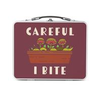 Fabulous Lunch Box Métal Argenté pour Sandwich et Snack - Careful I Bite Venus Trap Fly Plants Pot Gardening - Boîte à Goûter Aluminium Gamelle Rigide Style Rétro Imprimée en France