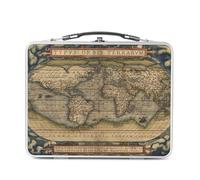 Fabulous Lunch Box Métal Argenté pour Sandwich et Snack - Carte Du Monde 1570 Typus Orbis Terrarum Abraham Ortelius - Boîte à Goûter Aluminium Gamelle Rigide Style Rétro Imprimée en France
