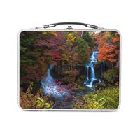 Fabulous Lunch Box Métal Argenté pour Sandwich et Snack - Cascade Dans la Foret d'Automne Paysage Sauvage - Boîte à Goûter Aluminium Gamelle Rigide Style Rétro Imprimée en France