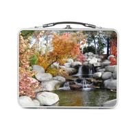 Fabulous Lunch Box Métal Argenté pour Sandwich et Snack - Cascade de Pierres dans Forêt d'Automne Paysage Naturel - Boîte à Goûter Aluminium Gamelle Rigide Style Rétro Imprimée en France