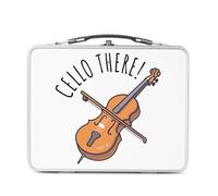 Fabulous Lunch Box Métal Argenté pour Sandwich et Snack - Cello There Violoncelle Musique Musicien Instrument - Boîte à Goûter Aluminium Gamelle Rigide Style Rétro Imprimée en France