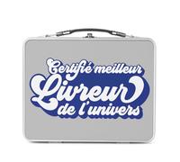 Fabulous Lunch Box Métal Argenté pour Sandwich et Snack - Certifié meilleur Livreur de l'univers Pizza Scooter Etudiant - Boîte à Goûter Aluminium Gamelle Rigide Style Rétro Imprimée en France