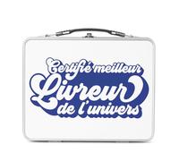 Fabulous Lunch Box Métal Argenté pour Sandwich et Snack - Certifié meilleur Livreur de l'univers Pizza Scooter Etudiant - Boîte à Goûter Aluminium Gamelle Rigide Style Rétro Imprimée en France