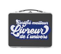 Fabulous Lunch Box Métal Argenté pour Sandwich et Snack - Certifié meilleur Livreur de l'univers Pizza Scooter Etudiant - Boîte à Goûter Aluminium Gamelle Rigide Style Rétro Imprimée en France