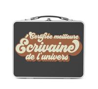Fabulous Lunch Box Métal Argenté pour Sandwich et Snack - Certifiée meilleure Ecrivaine de l'univers Litterature Poesie Art - Boîte à Goûter Aluminium Gamelle Rigide Style Rétro Imprimée en France