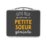 Fabulous Lunch Box Métal Argenté pour Sandwich et Snack - Cette Fille est une Petite Soeur Géniale Géniale Famille - Boîte à Goûter Aluminium Gamelle Rigide Style Rétro Imprimée en France