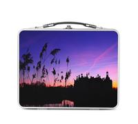 Fabulous Lunch Box Métal Argenté pour Sandwich et Snack - Chateau de Chambord Couche de Soleil Renaissance France - Boîte à Goûter Aluminium Gamelle Rigide Style Rétro Imprimée en France