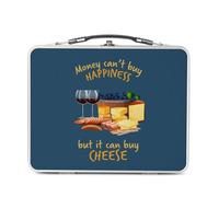 Fabulous Lunch Box Métal Argenté pour Sandwich et Snack - Cheese - Money Can't Buy Happiness Cheese France Boîte à Goûter Aluminium Gamelle Rigide Style Rétro Imprimée en France