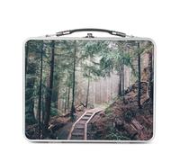 Fabulous Lunch Box Métal Argenté pour Sandwich et Snack - Chemin de Rondins Dans une Foret de Pin Brumeuse - Boîte à Goûter Aluminium Gamelle Rigide Style Rétro Imprimée en France