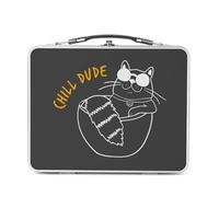 Fabulous Lunch Box Métal Argenté pour Sandwich et Snack - Chill Dude Chat Enfant Soleil - Boîte à Goûter Aluminium Gamelle Rigide Style Rétro Imprimée en France