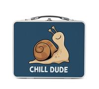 Fabulous Lunch Box Métal Argenté pour Sandwich et Snack - Chill Dude Escargot Lent Enfant Humour - Boîte à Goûter Aluminium Gamelle Rigide Style Rétro Imprimée en France