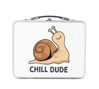 Fabulous Lunch Box Métal Argenté pour Sandwich et Snack - Chill Dude Escargot Lent Enfant Humour - Boîte à Goûter Aluminium Gamelle Rigide Style Rétro Imprimée en France