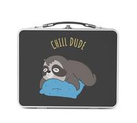 Fabulous Lunch Box Métal Argenté pour Sandwich et Snack - Chill Dude Paresseux Enfant Sommeil - Boîte à Goûter Aluminium Gamelle Rigide Style Rétro Imprimée en France