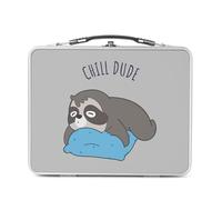 Fabulous Lunch Box Métal Argenté pour Sandwich et Snack - Chill Dude Paresseux Enfant Sommeil - Boîte à Goûter Aluminium Gamelle Rigide Style Rétro Imprimée en France