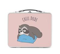 Fabulous Lunch Box Métal Argenté pour Sandwich et Snack - Chill Dude Paresseux Enfant Sommeil - Boîte à Goûter Aluminium Gamelle Rigide Style Rétro Imprimée en France