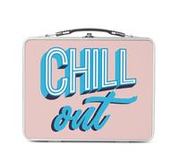 Fabulous Lunch Box Métal Argenté pour Sandwich et Snack - Chill Out Typographie Retro 90's Message Texte - Boîte à Goûter Aluminium Gamelle Rigide Style Rétro Imprimée en France