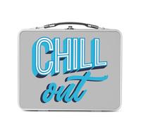 Fabulous Lunch Box Métal Argenté pour Sandwich et Snack - Chill Out Typographie Retro 90's Message Texte - Boîte à Goûter Aluminium Gamelle Rigide Style Rétro Imprimée en France