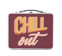 Fabulous Lunch Box Métal Argenté pour Sandwich et Snack - Chill Out Typographie Retro 90's Message Texte - Boîte à Goûter Aluminium Gamelle Rigide Style Rétro Imprimée en France