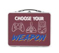 Fabulous Lunch Box Métal Argenté pour Sandwich et Snack - Choose Your Weapon Jeux Vidéo Retro Gaming Arcade - Boîte à Goûter Aluminium Gamelle Rigide Style Rétro Imprimée en France