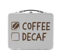 Fabulous Lunch Box Métal Argenté pour Sandwich et Snack - Coffee Yes, Decaf No Expresso Mug - Boîte à Goûter Aluminium Gamelle Rigide Style Rétro Imprimée en France