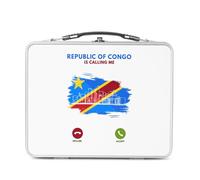 Fabulous Lunch Box Métal Argenté pour Sandwich et Snack - Congo Is Calling Me Flag Kinshasa - Boîte à Goûter Aluminium Gamelle Rigide Style Rétro Imprimée en France