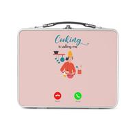 Fabulous Lunch Box Métal Argenté pour Sandwich et Snack - Cooking Is Calling Me Cook Meal - Boîte à Goûter Aluminium Gamelle Rigide Style Rétro Imprimée en France