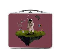 Fabulous Lunch Box Métal Argenté pour Sandwich et Snack - Cosmonaute Scaphandrier Poisson Collage Art Surréalisme - Boîte à Goûter Aluminium Gamelle Rigide Style Rétro Imprimée en France