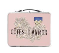Fabulous Lunch Box Métal Argenté pour Sandwich et Snack - Cotes d'Armor 22 Département Carte Ancienne Bretagne - Boîte à Goûter Aluminium Gamelle Rigide Style Rétro Imprimée en France