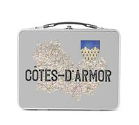 Fabulous Lunch Box Métal Argenté pour Sandwich et Snack - Cotes d'Armor 22 Département Carte Ancienne Bretagne - Boîte à Goûter Aluminium Gamelle Rigide Style Rétro Imprimée en France