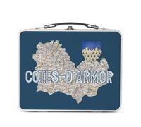 Fabulous Lunch Box Métal Argenté pour Sandwich et Snack - Cotes d'Armor 22 Département Carte Ancienne Bretagne - Boîte à Goûter Aluminium Gamelle Rigide Style Rétro Imprimée en France