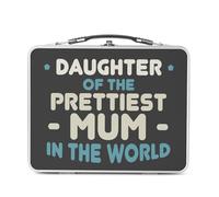 Fabulous Lunch Box Métal Argenté pour Sandwich et Snack - Daughter of the Prettiest Mum in the World Mother Family - Boîte à Goûter Aluminium Gamelle Rigide Style Rétro Imprimée en France