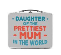 Fabulous Lunch Box Métal Argenté pour Sandwich et Snack - Daughter of the Prettiest Mum in the World Mother Family - Boîte à Goûter Aluminium Gamelle Rigide Style Rétro Imprimée en France