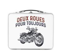 Fabulous Lunch Box Métal Argenté pour Sandwich et Snack - Deux roues pour Toujours Moto Grosses cylindrées Cafe Racer - Boîte à Goûter Aluminium Gamelle Rigide Style Rétro Imprimée en France