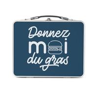 Fabulous Lunch Box Métal Argenté pour Sandwich et Snack - Donnez-moi du Gras Street Food Burger Viande - Boîte à Goûter Aluminium Gamelle Rigide Style Rétro Imprimée en France