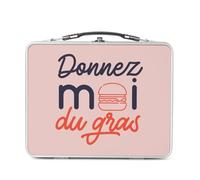 Fabulous Lunch Box Métal Argenté pour Sandwich et Snack - Donnez-moi du Gras Street Food Burger Viande - Boîte à Goûter Aluminium Gamelle Rigide Style Rétro Imprimée en France