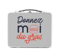 Fabulous Lunch Box Métal Argenté pour Sandwich et Snack - Donnez-moi du Gras Street Food Burger Viande - Boîte à Goûter Aluminium Gamelle Rigide Style Rétro Imprimée en France