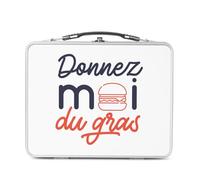 Fabulous Lunch Box Métal Argenté pour Sandwich et Snack - Donnez-moi du Gras Street Food Burger Viande - Boîte à Goûter Aluminium Gamelle Rigide Style Rétro Imprimée en France