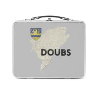 Fabulous Lunch Box Métal Argenté pour Sandwich et Snack - Doubs 25 Besançon Departement Carte Ancienne Franche Comté - Boîte à Goûter Aluminium Gamelle Rigide Style Rétro Imprimée en France