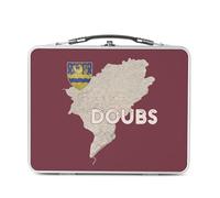 Fabulous Lunch Box Métal Argenté pour Sandwich et Snack - Doubs 25 Besançon Departement Carte Ancienne Franche Comté - Boîte à Goûter Aluminium Gamelle Rigide Style Rétro Imprimée en France