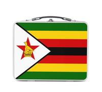 Fabulous Lunch Box Métal Argenté pour Sandwich et Snack - Drapeau Zimbabwe Football Sport Equipe Nationale Afrique - Boîte à Goûter Aluminium Gamelle Rigide Style Rétro Imprimée en France