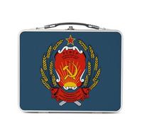 Fabulous Lunch Box Métal Argenté pour Sandwich et Snack - Ecusson Partie Communiste URSS Russie Vintage - Boîte à Goûter Aluminium Gamelle Rigide Style Rétro Imprimée en France