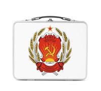 Fabulous Lunch Box Métal Argenté pour Sandwich et Snack - Ecusson Partie Communiste URSS Russie Vintage - Boîte à Goûter Aluminium Gamelle Rigide Style Rétro Imprimée en France