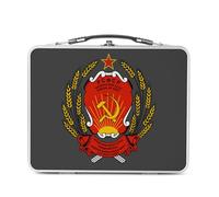 Fabulous Lunch Box Métal Argenté pour Sandwich et Snack - Ecusson Partie Communiste URSS Russie Vintage - Boîte à Goûter Aluminium Gamelle Rigide Style Rétro Imprimée en France